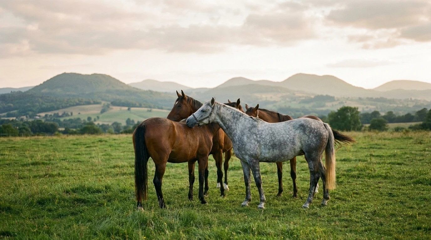 Les chevaux du Elevage Du Rei D 'Ouzy en liberté, Puy-de-Dôme